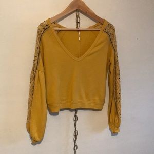 Free people Cropped bell sleeve sweatshirt