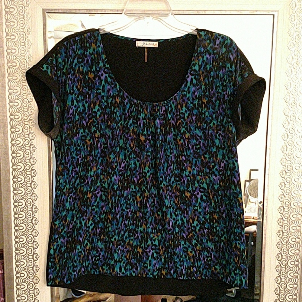 Colorful print work shirt.