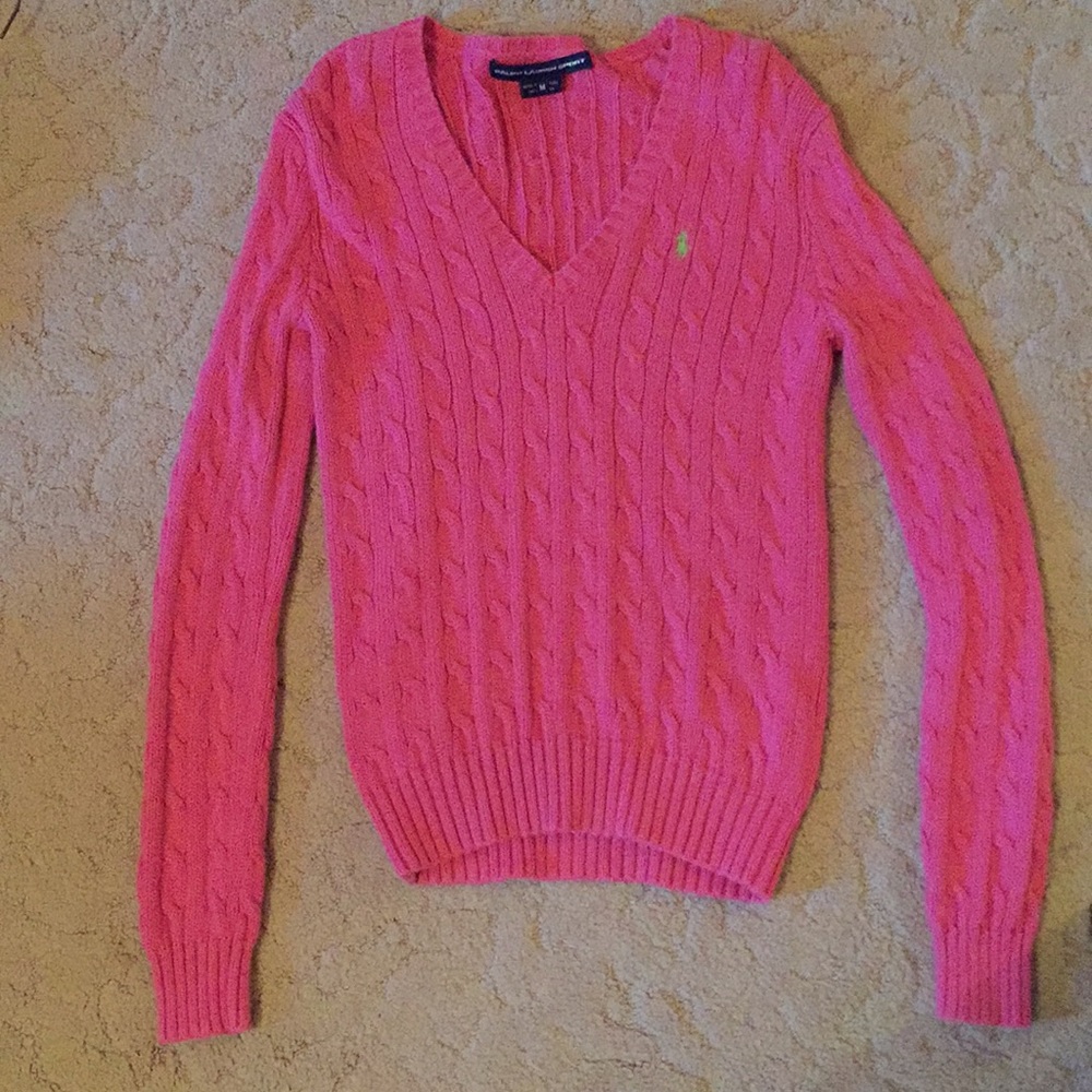 Ralph Lauren pink cable knit sweater
