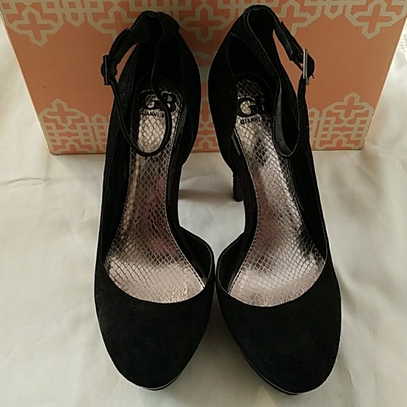 GB by Gianni Bini Black Suede Crystal Heels - Picture 2 of 8