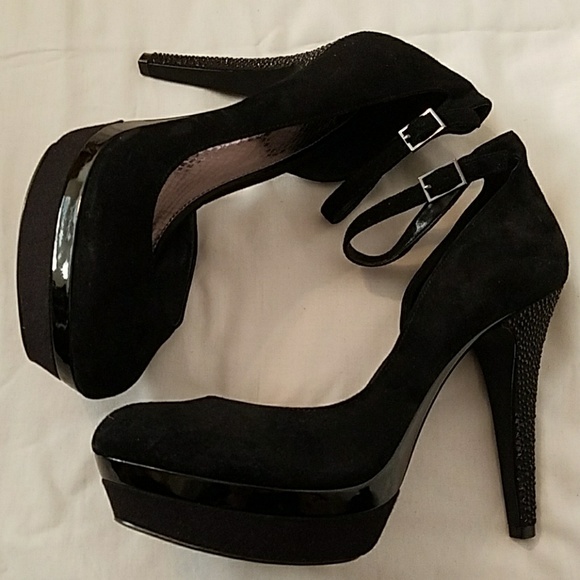 GB by Gianni Bini Black Suede Crystal Heels - Picture 5 of 8