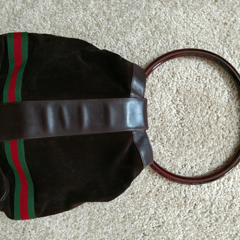 SOLD Authentic Suede Vintage Gucci Handbag Purse - Picture 4 of 8