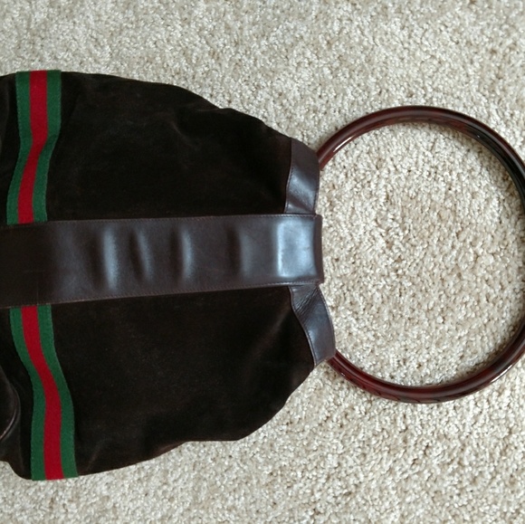 SOLD Authentic Suede Vintage Gucci Handbag Purse - Picture 4 of 8
