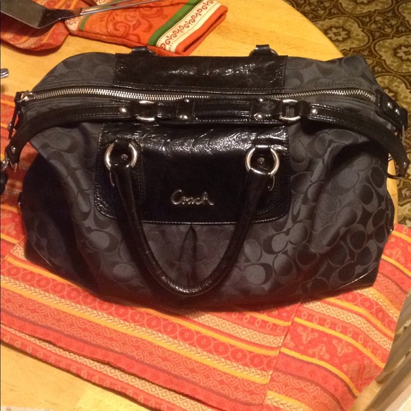 Coach Handbags - Coach all black and leather large hand bag
