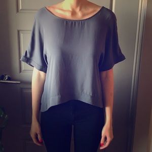 NWT Olivaceous Short Sleeve V-Back Blouse Cement