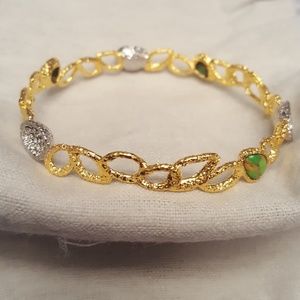 Alexis Bittar gold an green stone bracelet