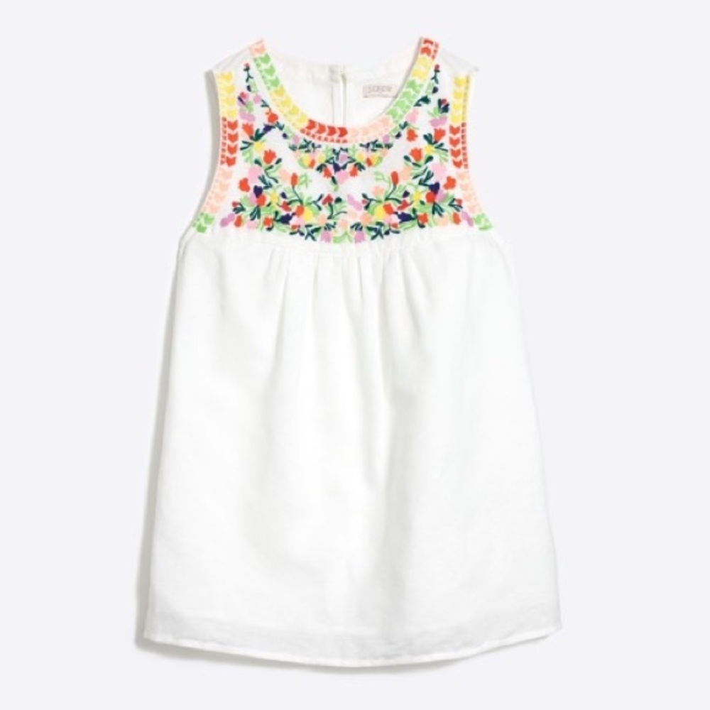 J. Crew Embroidered Linen Tank Top