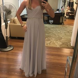 Amsale Bridesmaid Dove Gray Strapless Dress