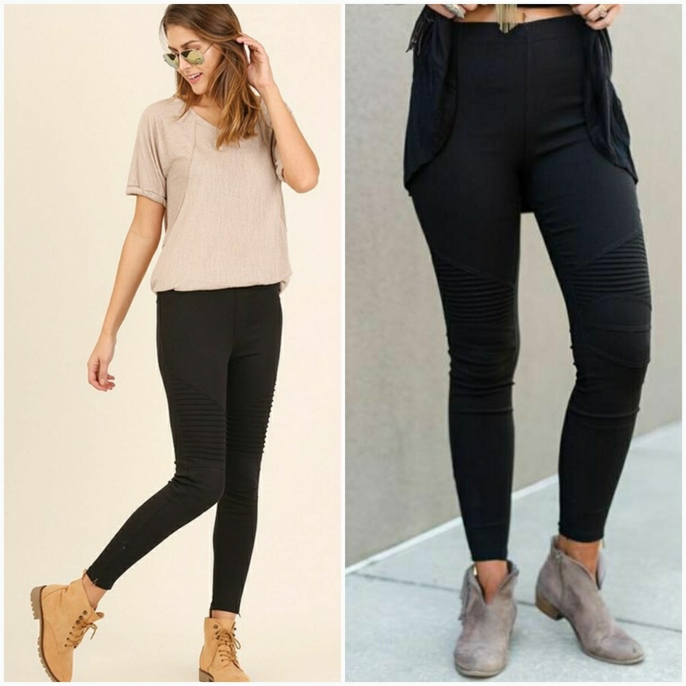 Black Stretchy Moto Pants - Picture 2 of 5