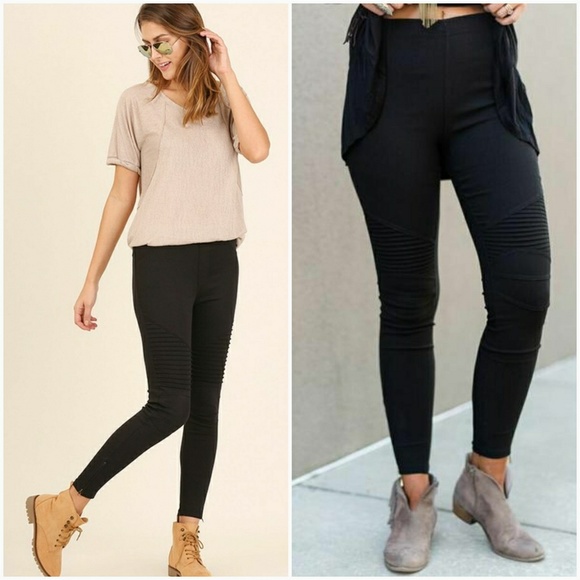 Black Stretchy Moto Pants - Picture 2 of 5