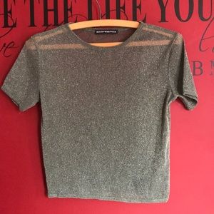 Green sparkly mesh tee top tshirt