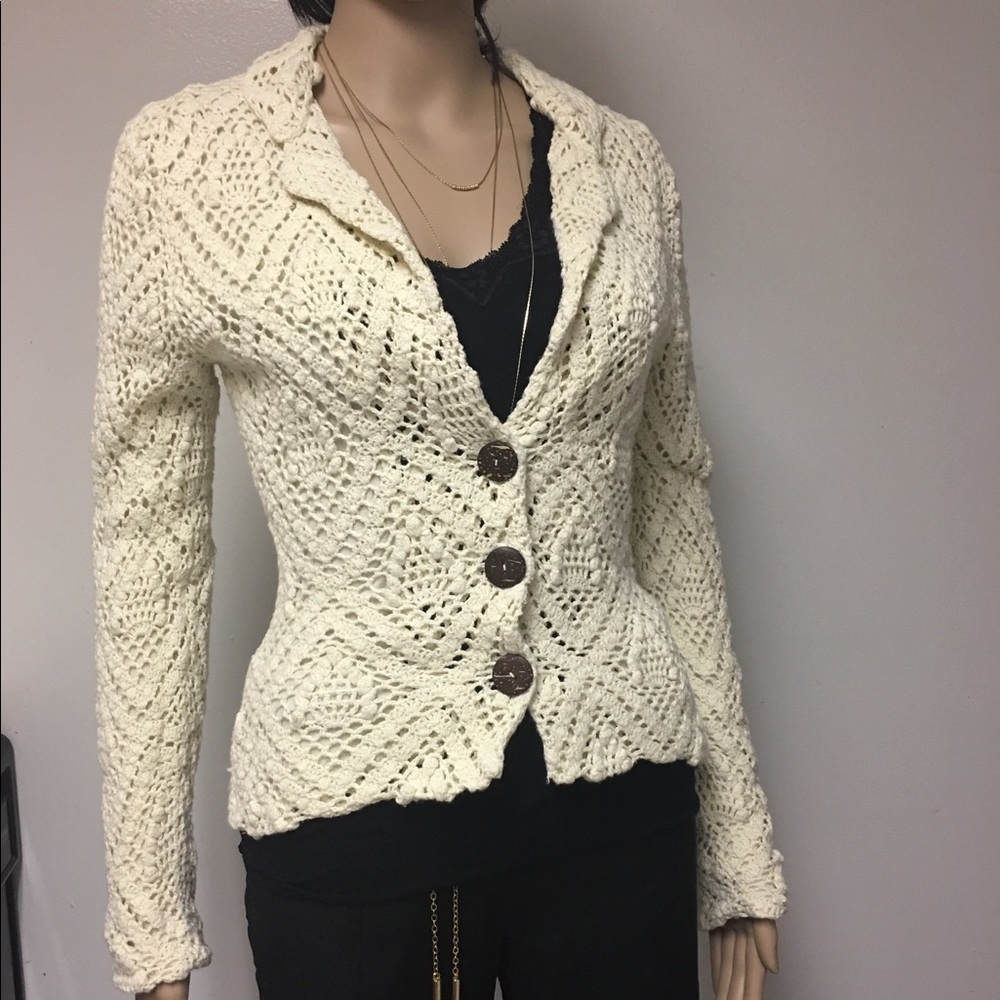 525 America cream crochet blazer Sz S