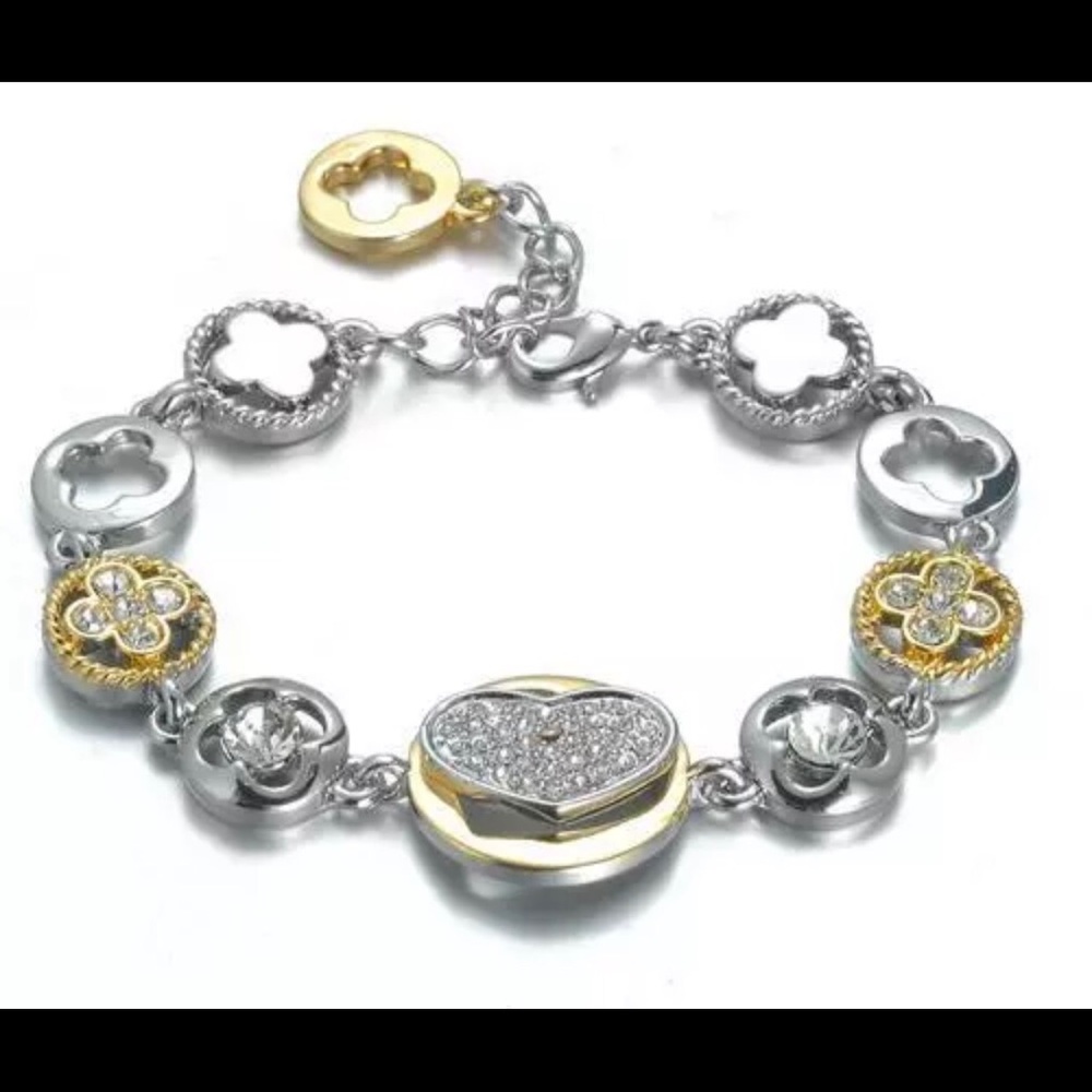 Heart Quatrefoil Bracelet Two Tone with Extender