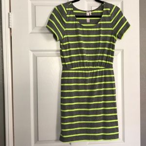 Grey and neon green cotton dress