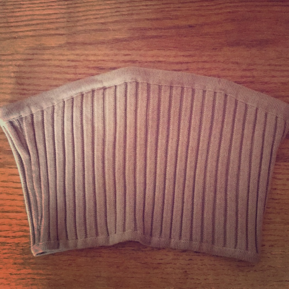 Ribbed bandeau cream bra strapless top