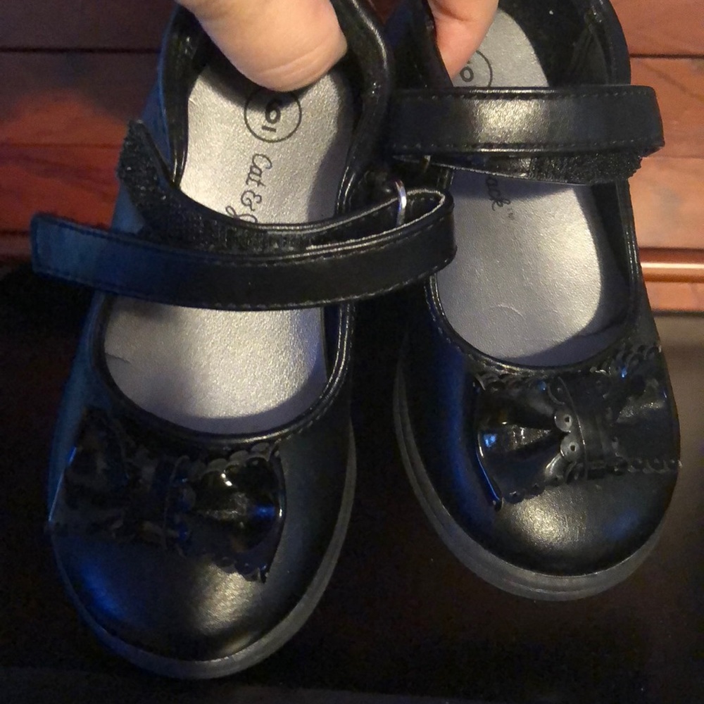 Black girls dress shoes with bow