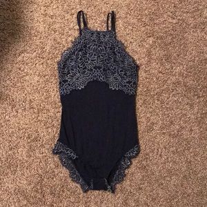 Navy blue Aerie body suit.