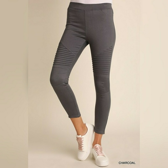 Charcoal Stretchy Moto Pants - Picture 4 of 6