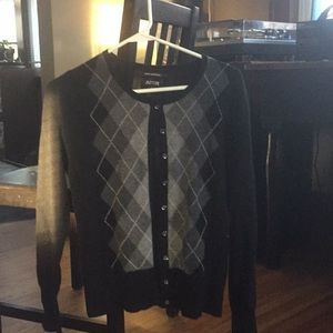 Black and gray cashmere cardigan