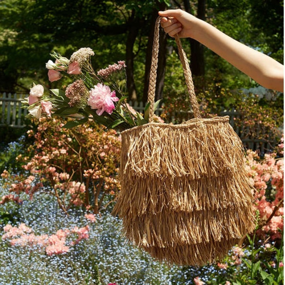 UO Fringed Straw Tote