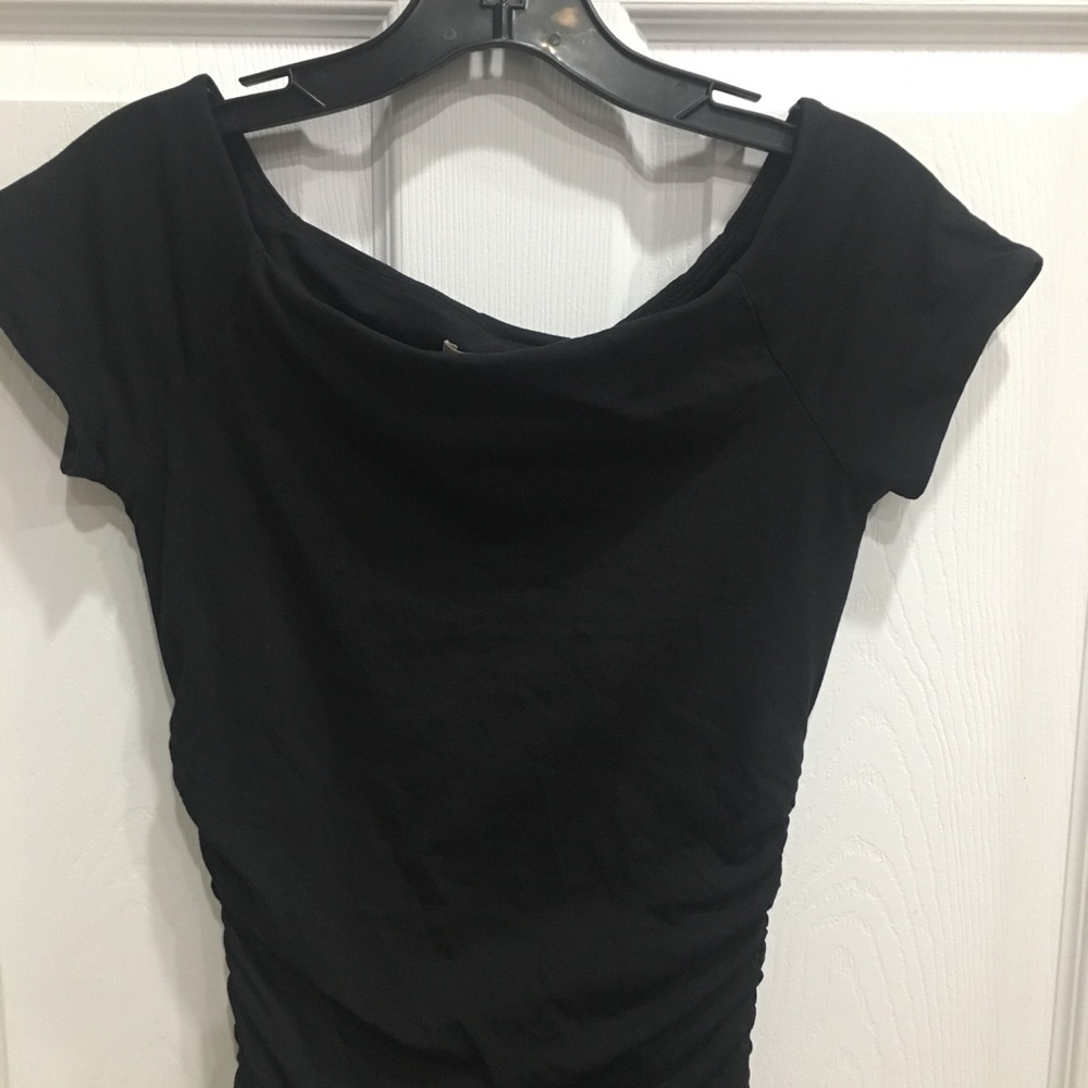 BODEN Black Dress Size 4R US Off Shoulder Ruched - Picture 2 of 8
