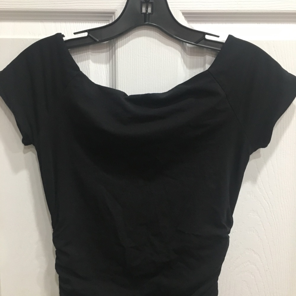 BODEN Black Dress Size 4R US Off Shoulder Ruched - Picture 7 of 8