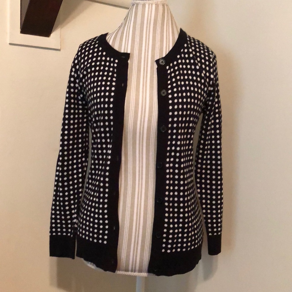 Black with white polka dots - button up cardigan