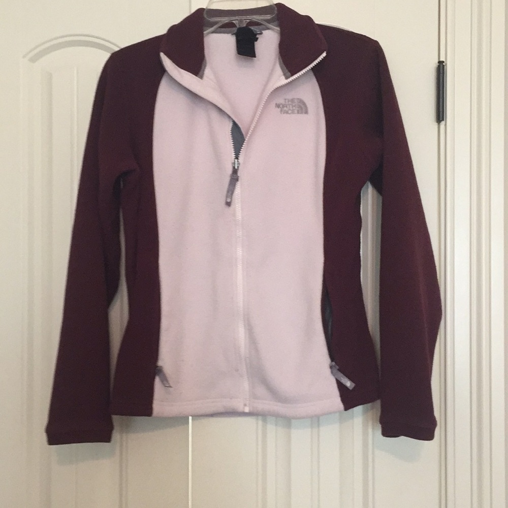 North face Women’s M Pink & maroon fleece jacket