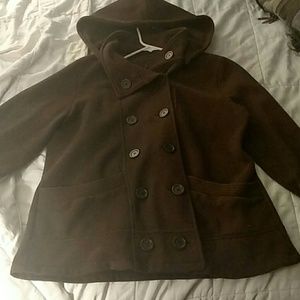 Gap fleece jacket brown double breasted with hood
