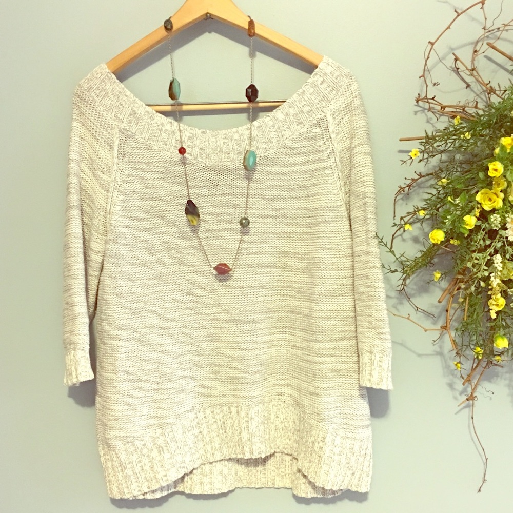 Express Grey Heathered Off The Shoulder Sweater