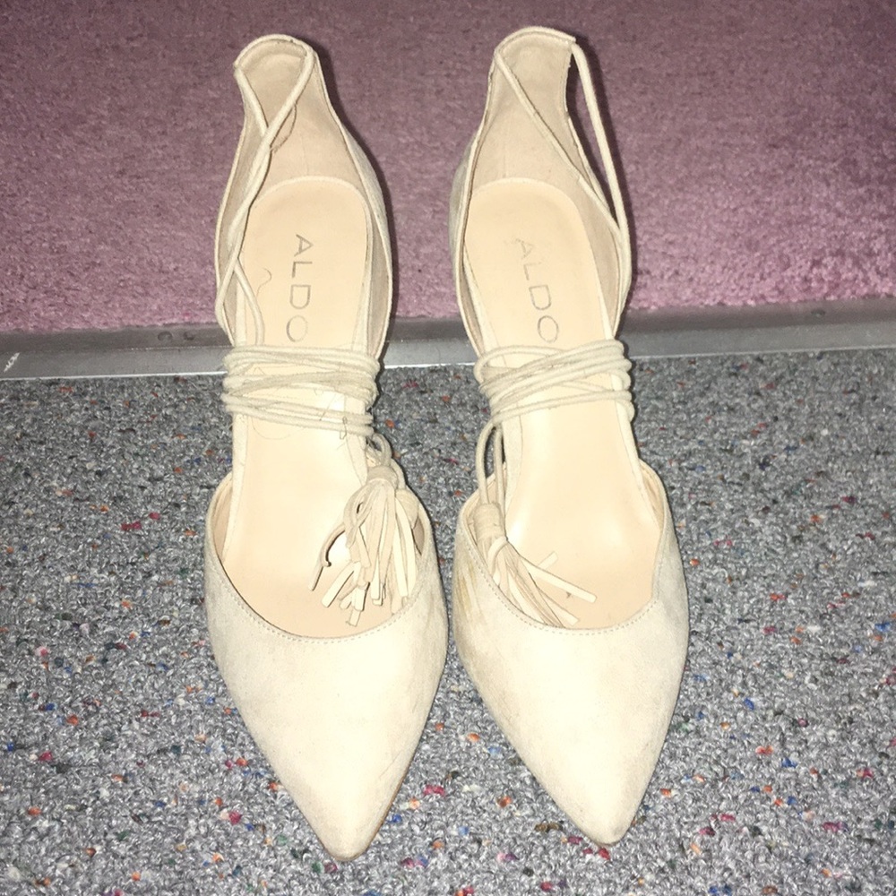 Nude Suede Lace up heels