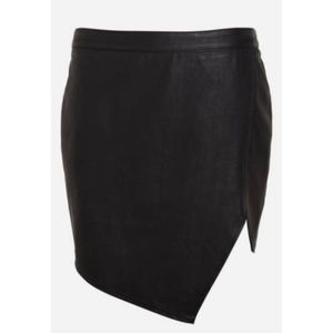 ASTR Black Asymmetrical Mini Leather Skirt - Sz M