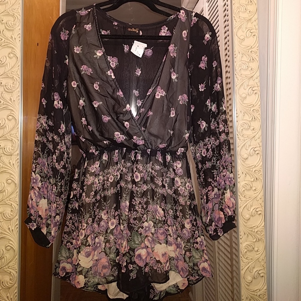 Feminine, Floral Long Sleeve Romper