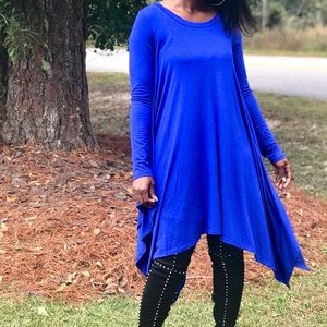 Royal Blue flare long sleeve dress.