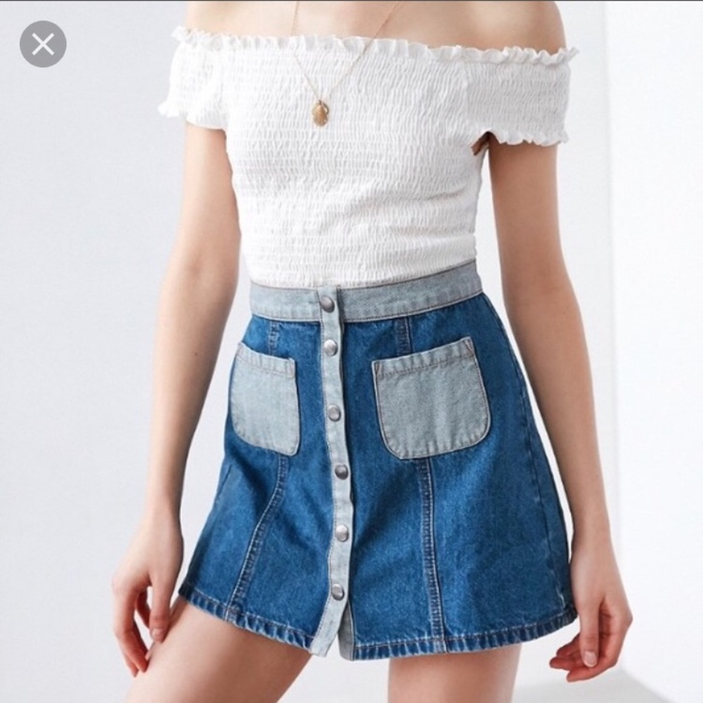 NWOT BDG Colorblock Denim A Line Skirt