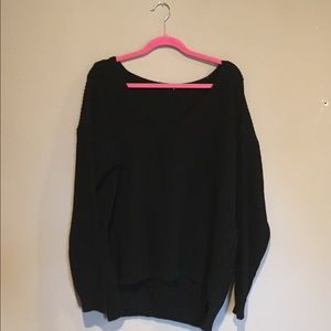 Oversized V Neck Tunic Sweater Plus Size black
