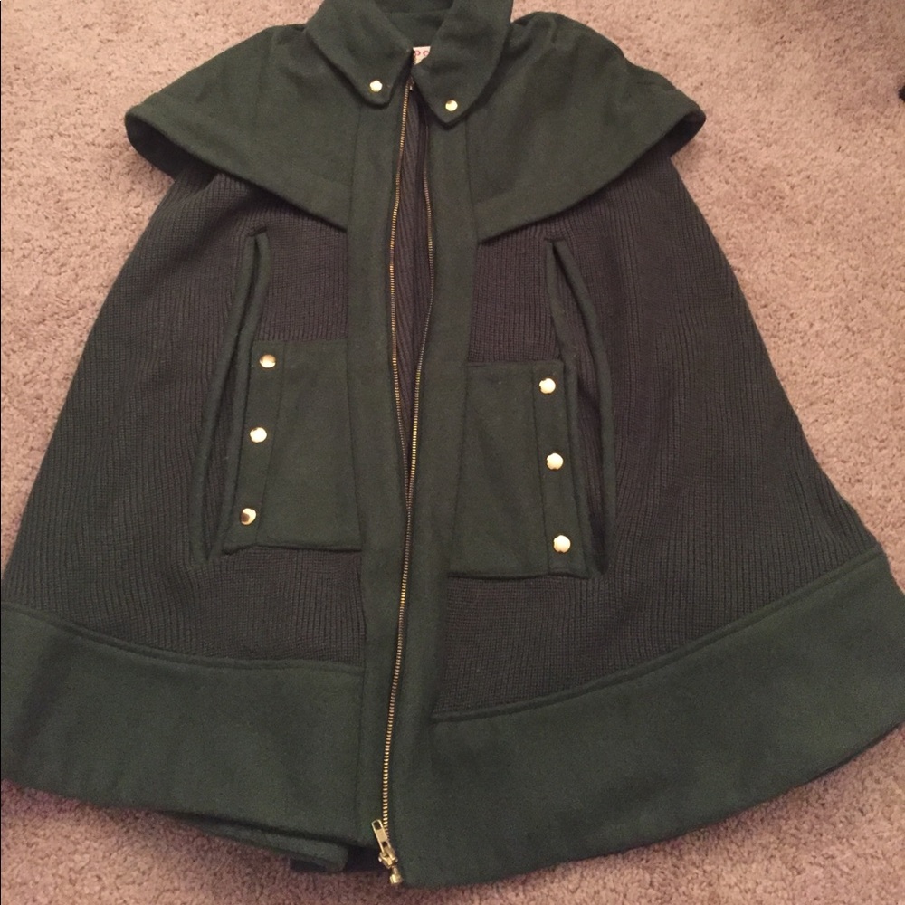 Green cape coat from Anthropologie