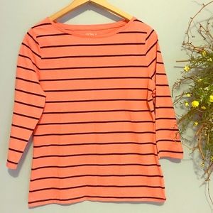 Merona ¾ Sleeve Pink & Black Striped Top