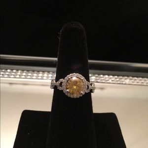 Yellow Topaz and White Sapphire Ring