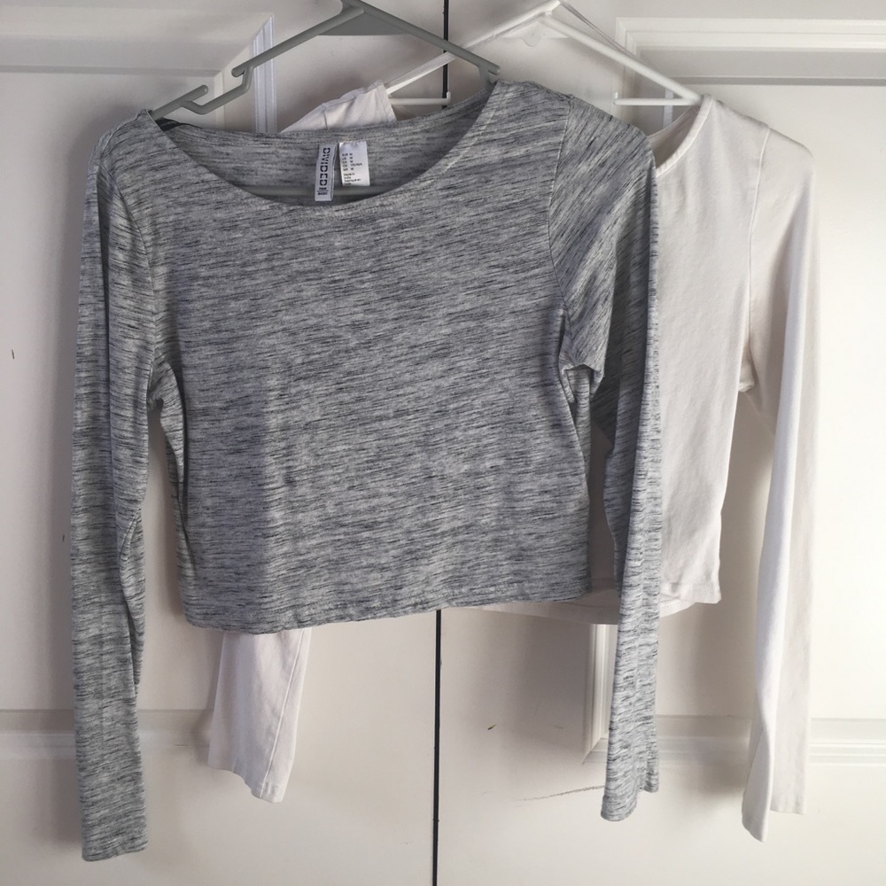 Gray and white H&M crop tops
