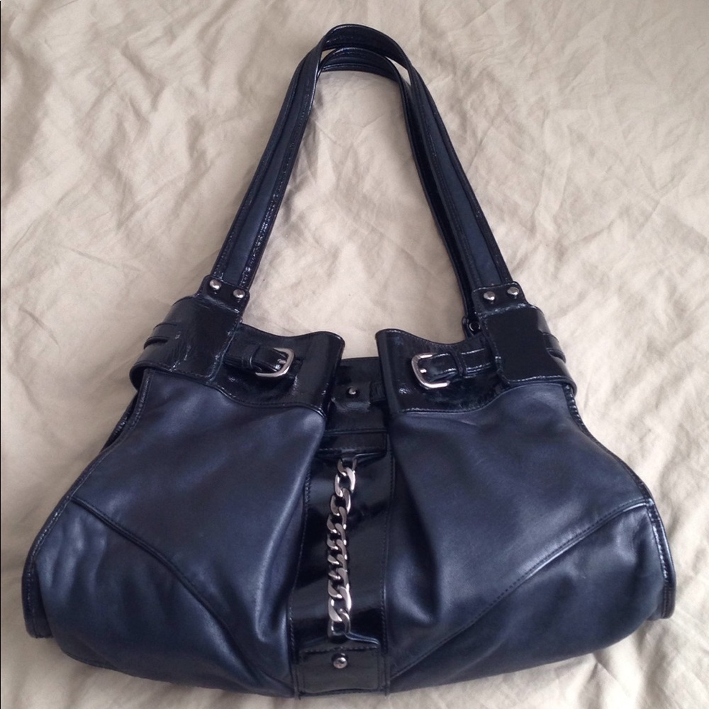 Kenneth Cole Black Soft Leather Shoulder Bag