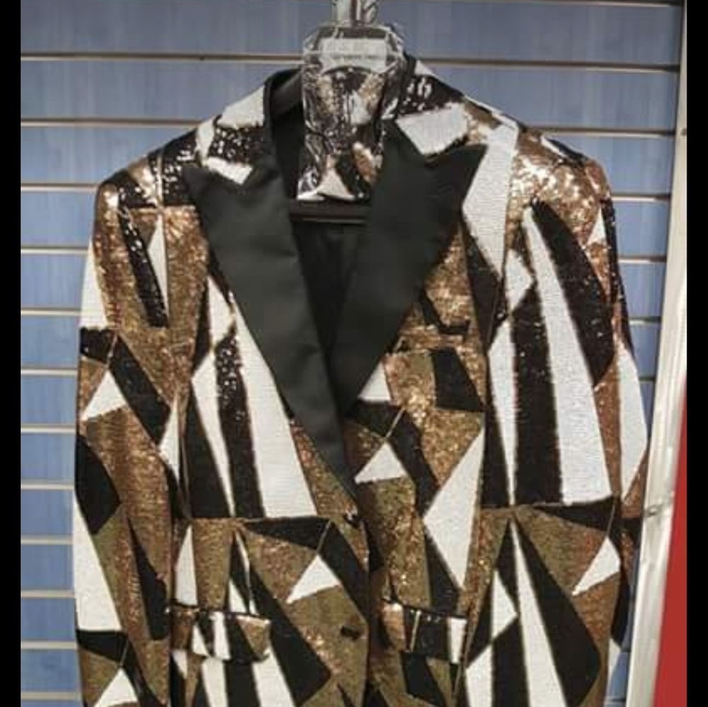 38R Mens Sequins Blazer with bowtie