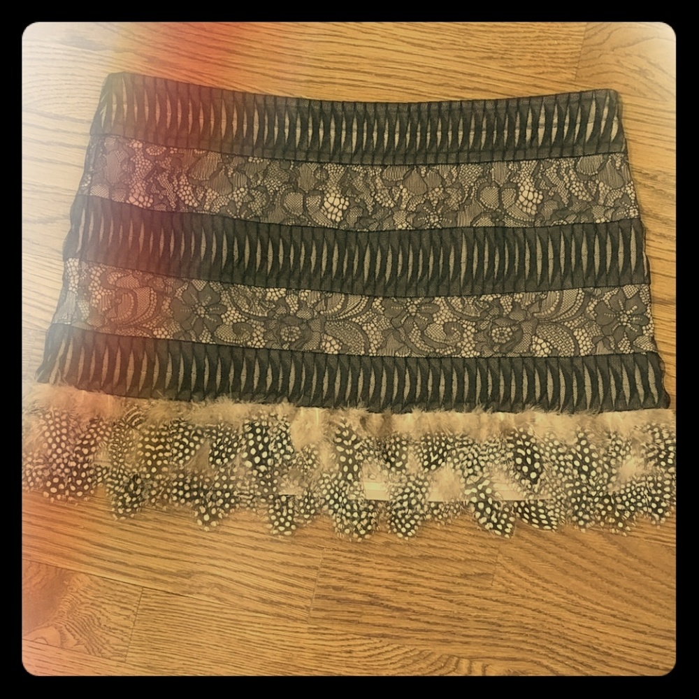 BEBE feathered skirt