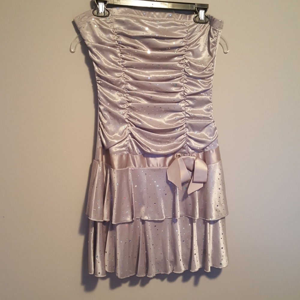 Silver glitter strapless dress
