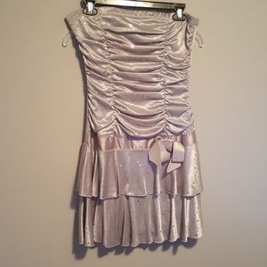 Silver glitter strapless dress