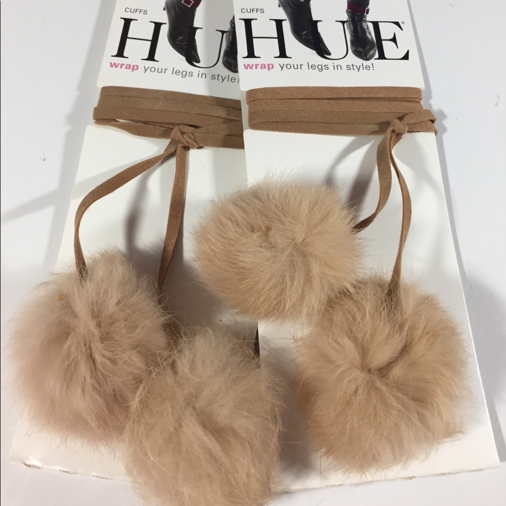 Hue Bundle of 2 Brown Boot Pom-Poms (cuffs) NWT