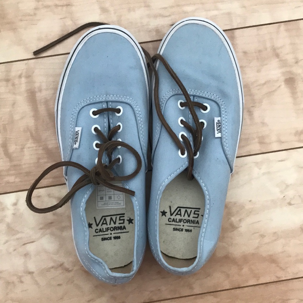 Light blue leather laced vans