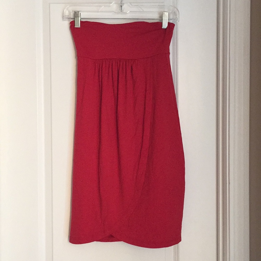 Red tube top dress