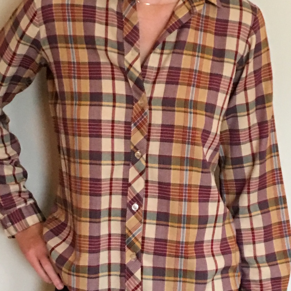 Cotton flannel plaid blouse