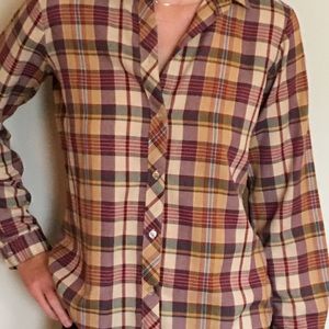 Cotton flannel plaid blouse